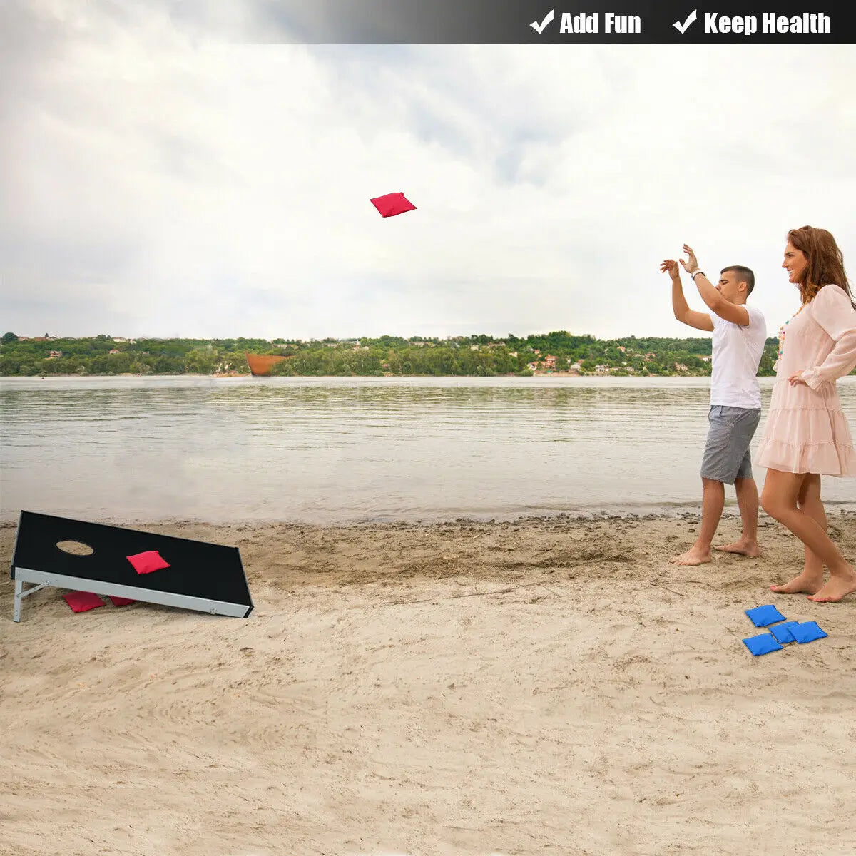 Portable Cornhole Game Set with Foldable Boards: Ideal for Tailgating, Complete with Carrying Bag