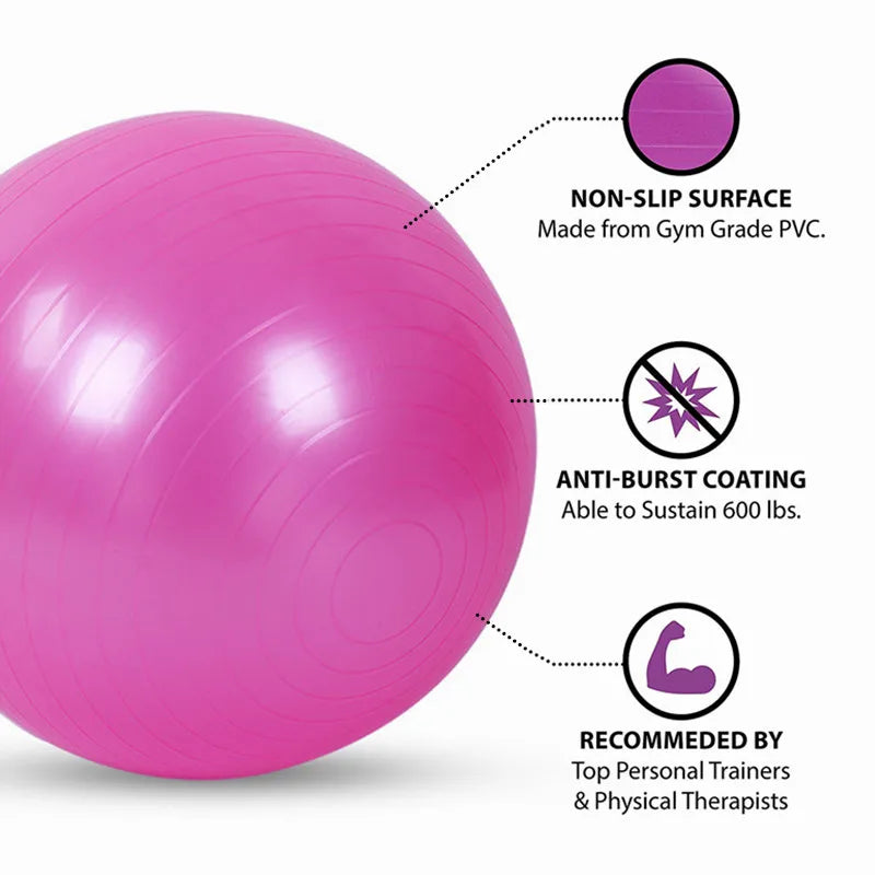 Durable PVC Yoga and Fitness Balls - Explosion-Proof Exercise Balls for Home Gym and Pilates (45cm/55cm/65cm/75cm/85cm)