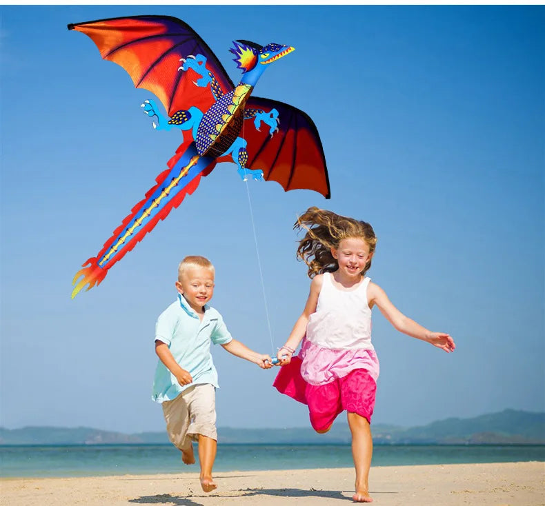 New High-Quality Classical Dragon Kite – 140cm x 120cm Single Line with Tail, Includes Handle and String, Great Flying Kite by Hengda