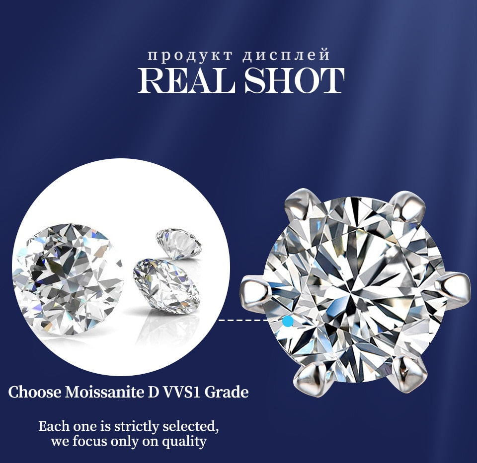 New Arrival 0.5 Carat Moissanite Gemstone Stud Earrings for Women: Elegant Solid 925 Sterling Silver D Color Solitaire Fine Jewelry