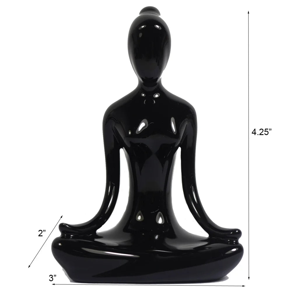 Set of 4 Porcelain Yoga Pose Figurines: 4.25" Ceramic Statues for Home Decor & Meditation Rooms