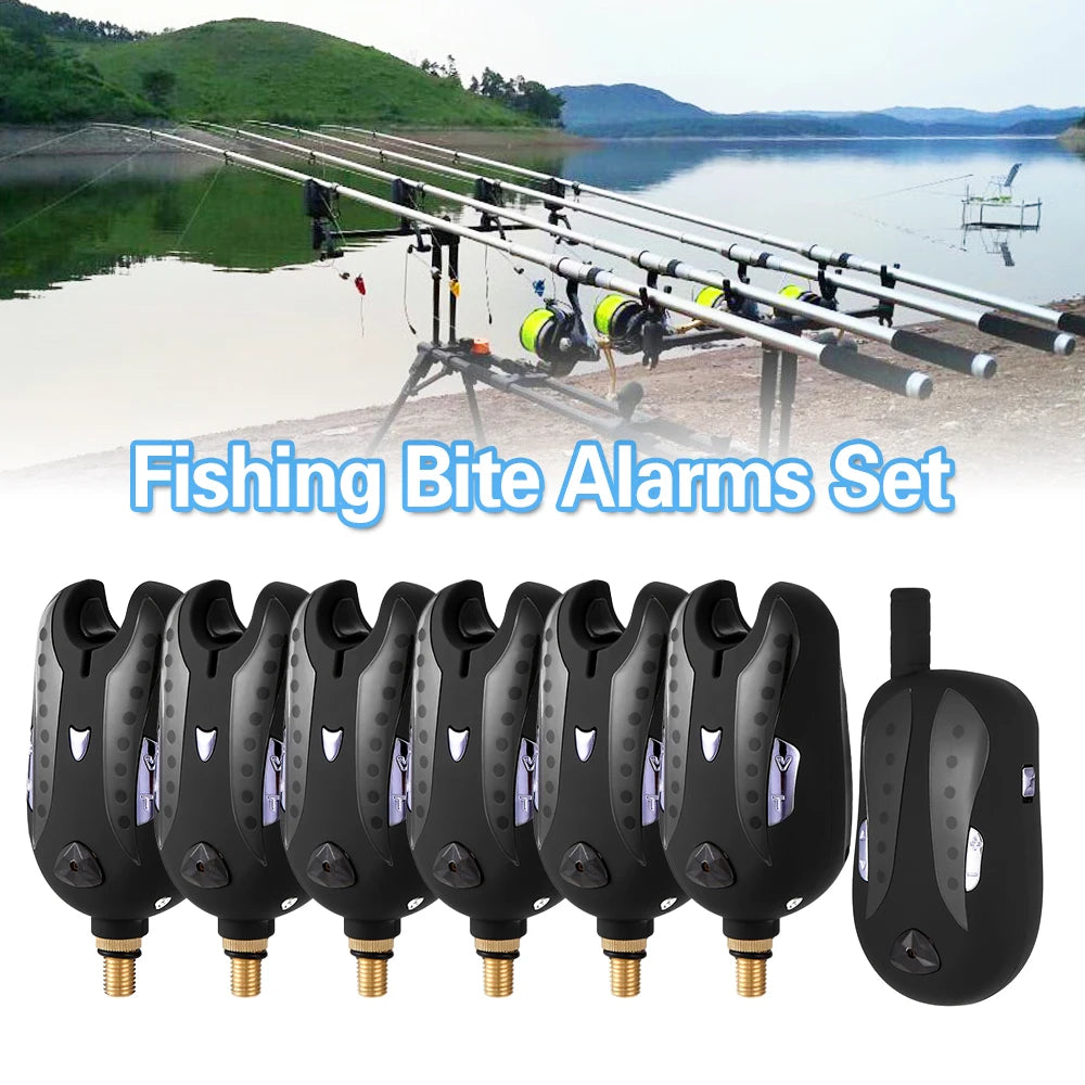 Wireless LED Fishing Alarm Set: Bite Alarms, Sound Alert Kit, LED Indicators, and Portable Bag!