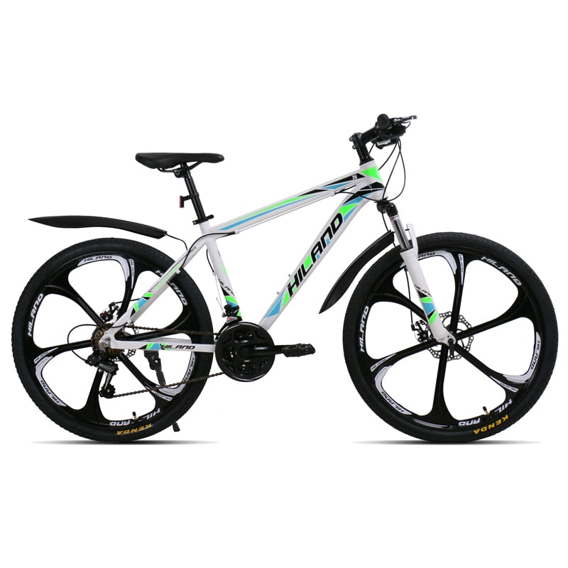 HILAND 26-Inch 21-Speed Mountain Bike with Aluminum Alloy Frame: Features Suspension Fork, Double Disc Brake, and Bonus Fenders