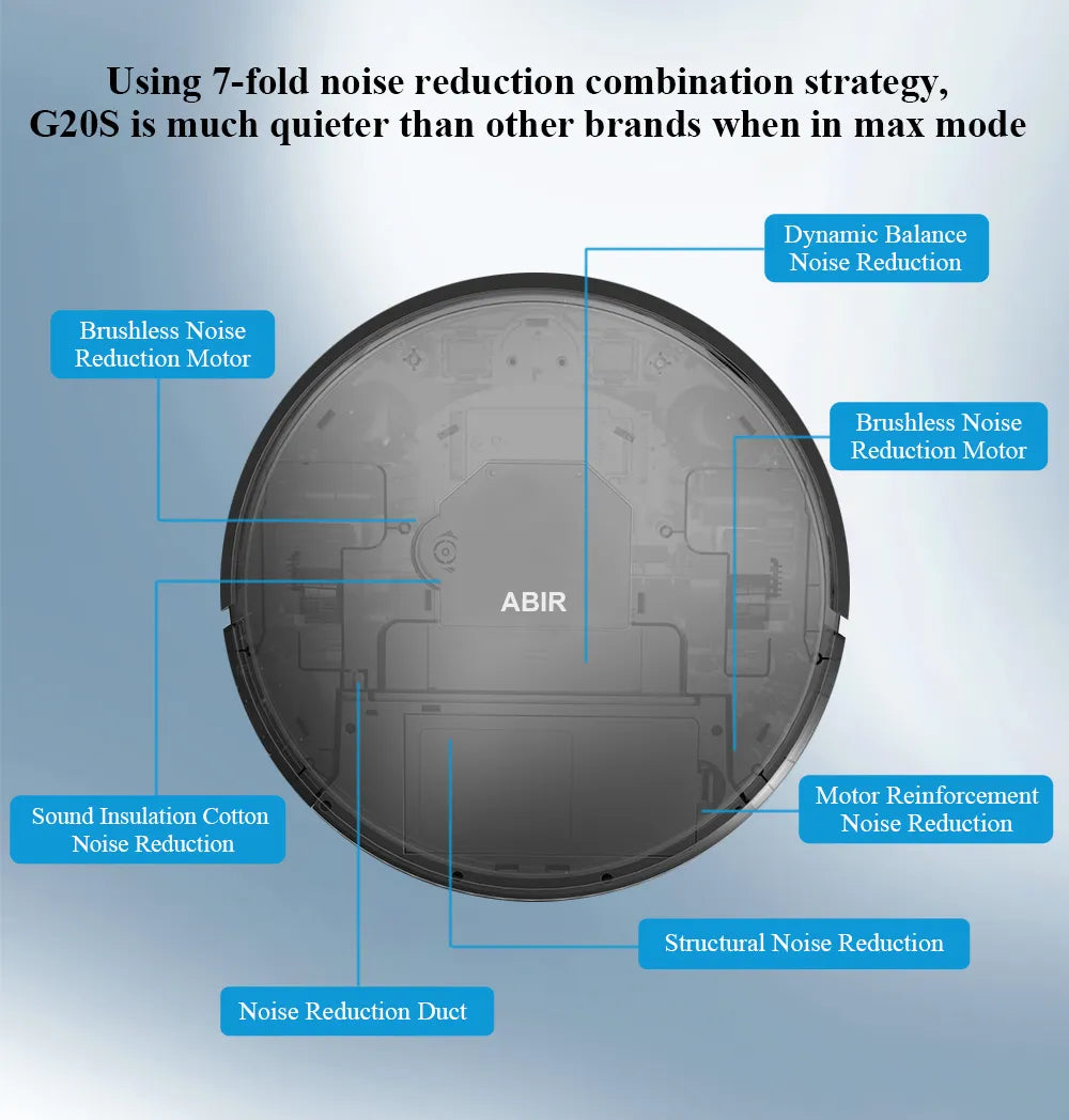 ABIR G20S Robot Vacuum Cleaner: Smart Map Memory, Powerful 6000Pa Suction, Electric Wet Mop, Remote Control, and WiFi App for Effortless Home Floor Cleaning