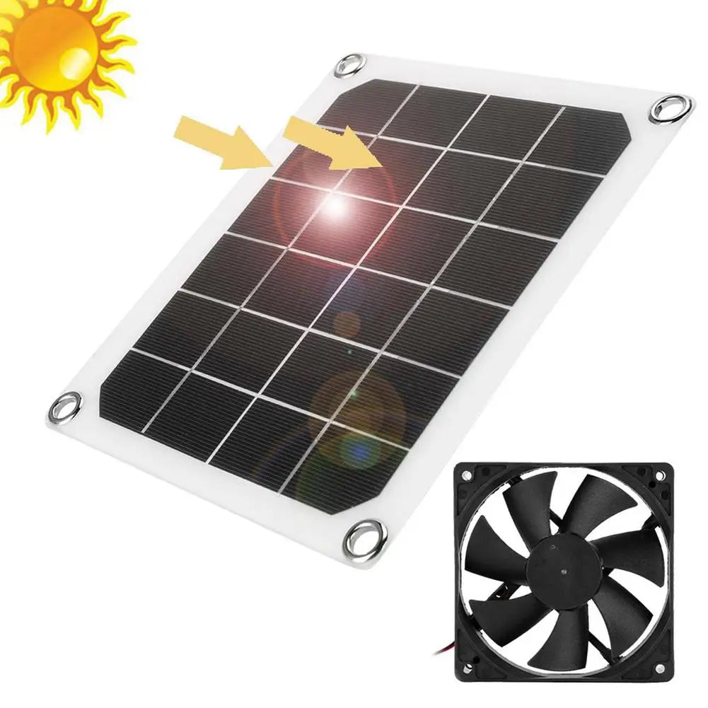 10W 5V Solar-Powered Waterproof Mini Ventilator - 6-Inch IP65 Exhaust Fan for Dog Houses, Chicken Coops, Greenhouses, RVs, and Cars