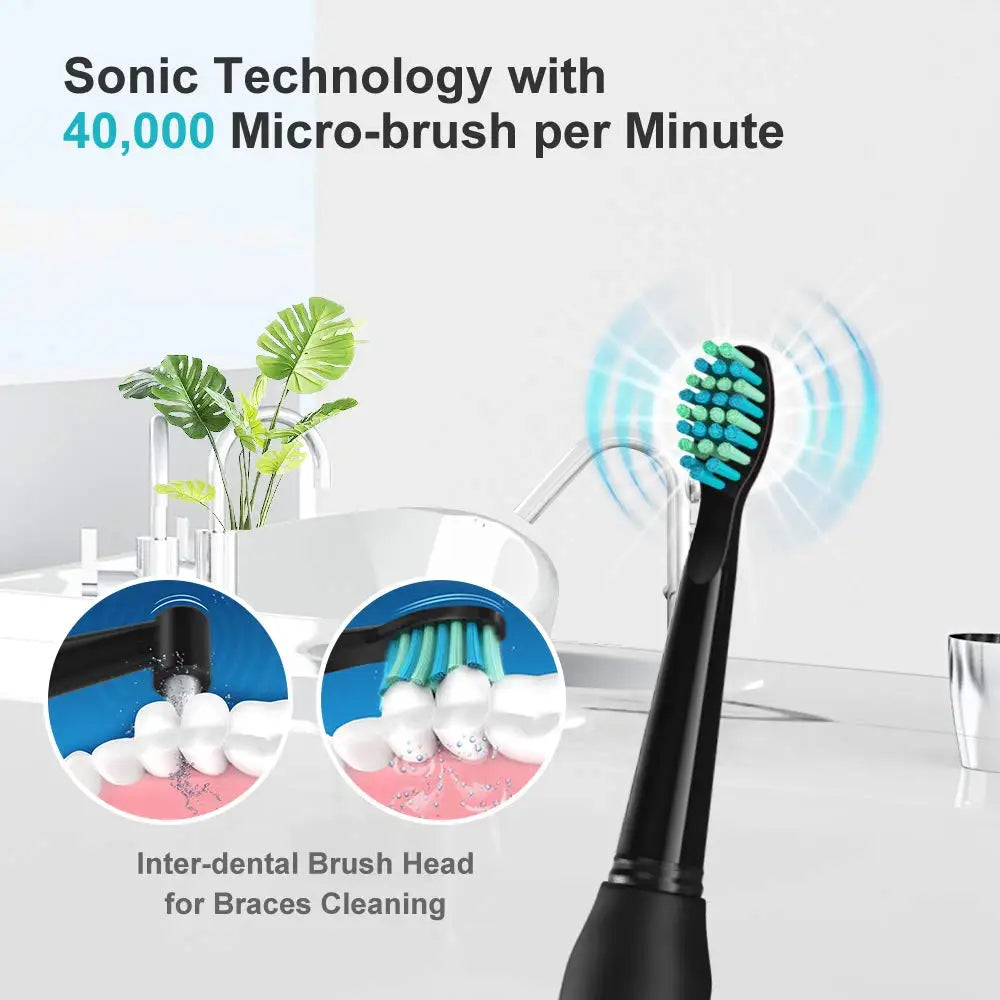 Fairywill FW-507 Sonic Electric Toothbrush: Ultra Sonic, 5 Modes, USB Charger, Waterproof IPX7 with 3 Brush Heads – Perfect Gift!