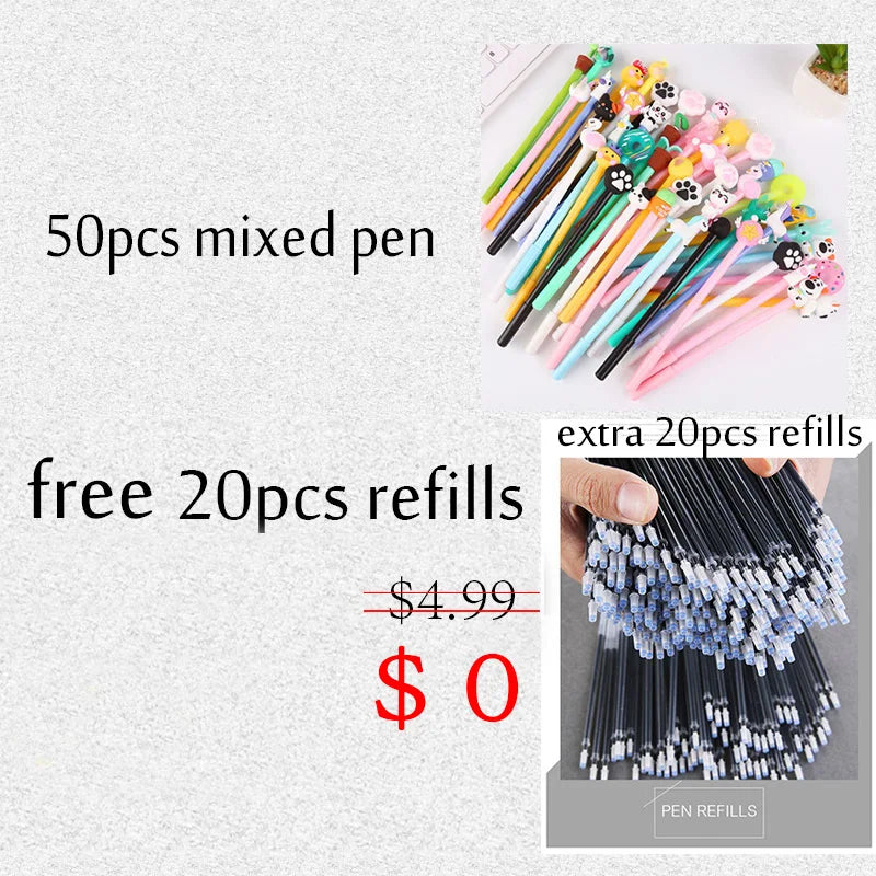 50 PCs Creative Cartoon Pens: Cute Neutral Writing Tools for Office and Student Use, Wholesale Stationery