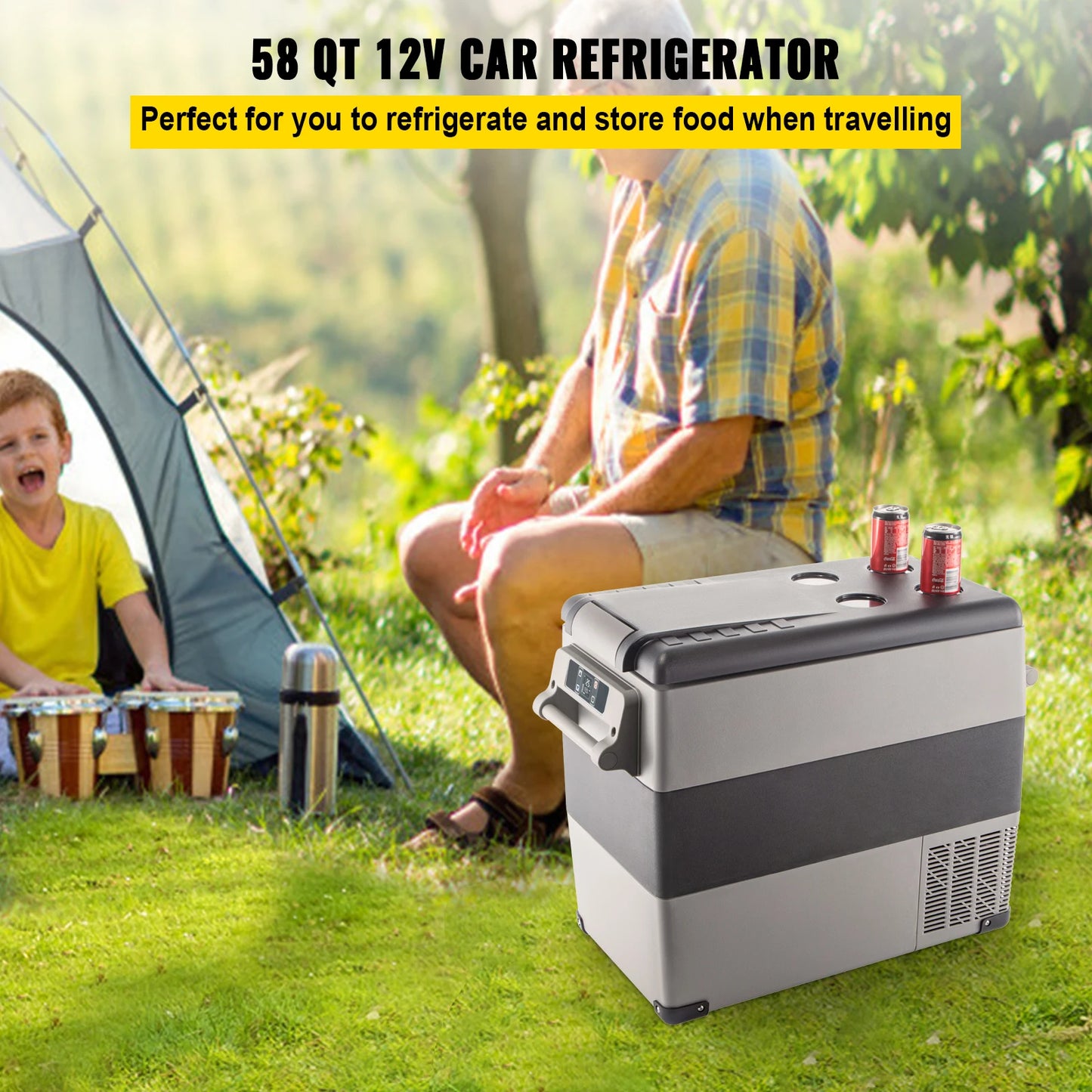 VEVOR Portable Car Refrigerator - 20L to 55L Mini Fridge Freezer with Compressor, 12/24V DC & 110-240V for Camping & Travel!