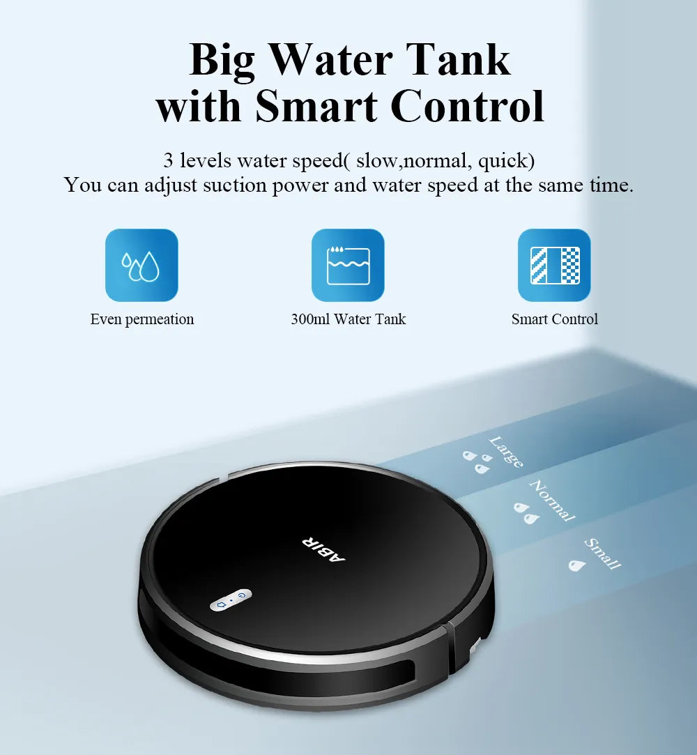 ABIR G20S Robot Vacuum Cleaner: Smart Map Memory, Powerful 6000Pa Suction, Electric Wet Mop, Remote Control, and WiFi App for Effortless Home Floor Cleaning