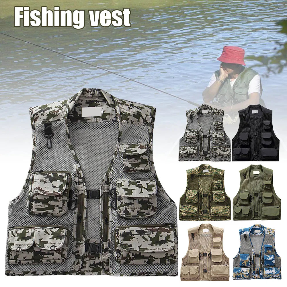 NEW Multi-Pocket Quick Dry Mesh Fishing Vest for Men: Outdoor Waistcoat