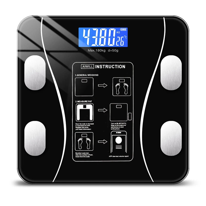 Smart Wireless Body Fat Scale: Digital Bathroom Weight Scale with Body Composition Analyzer, Bluetooth-Compatible Smartphone App