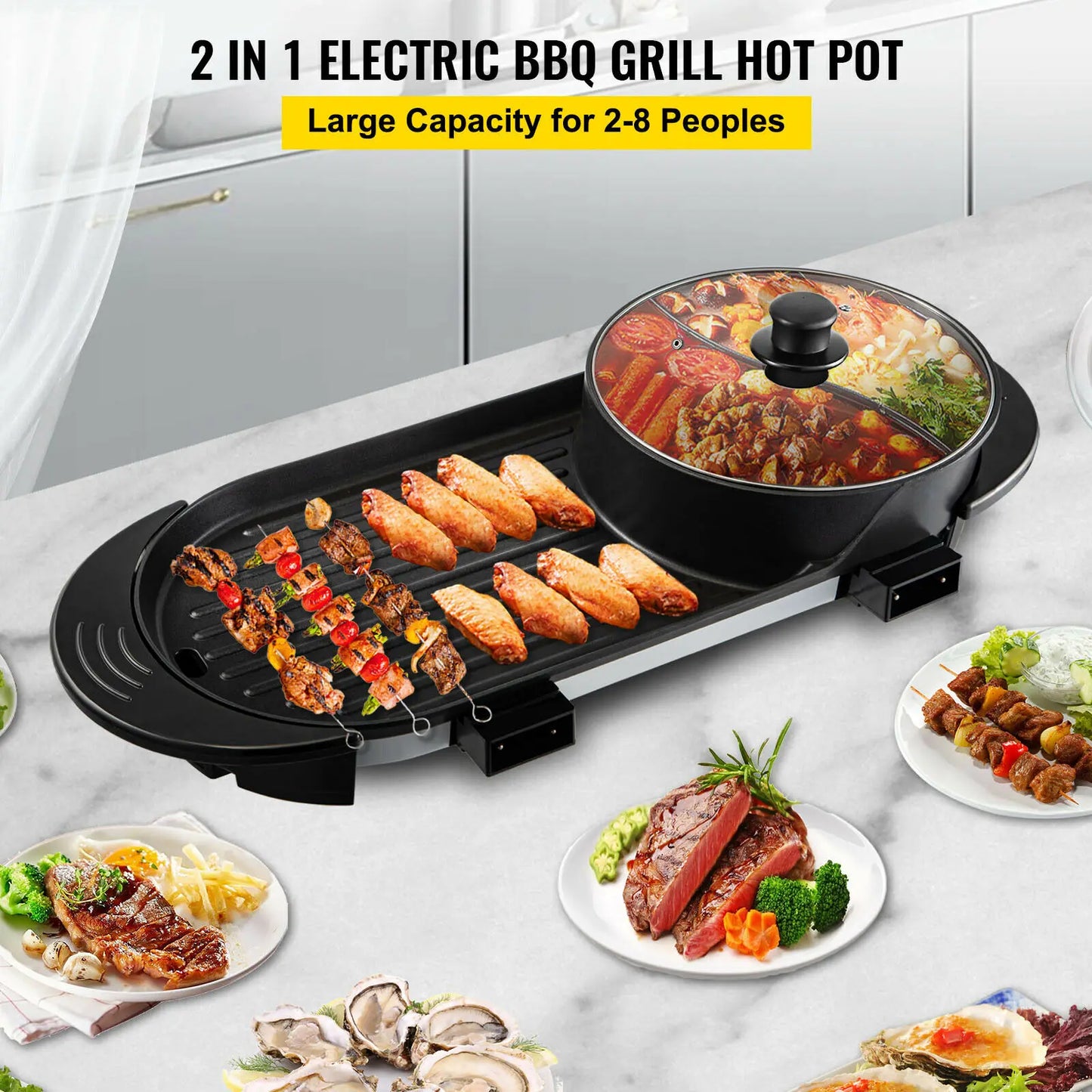 Sizzle and Simmer: VEVOR 2-in-1 Electric Grill & Hot Pot for Perfect Home-Cooked Meals