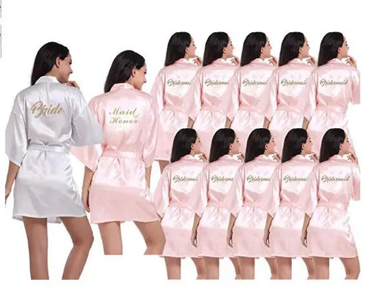 Satin Bridesmaid Robes – Light Pink Wedding Party Robes for Bridal Shower, Bride & Bridesmaids Gift