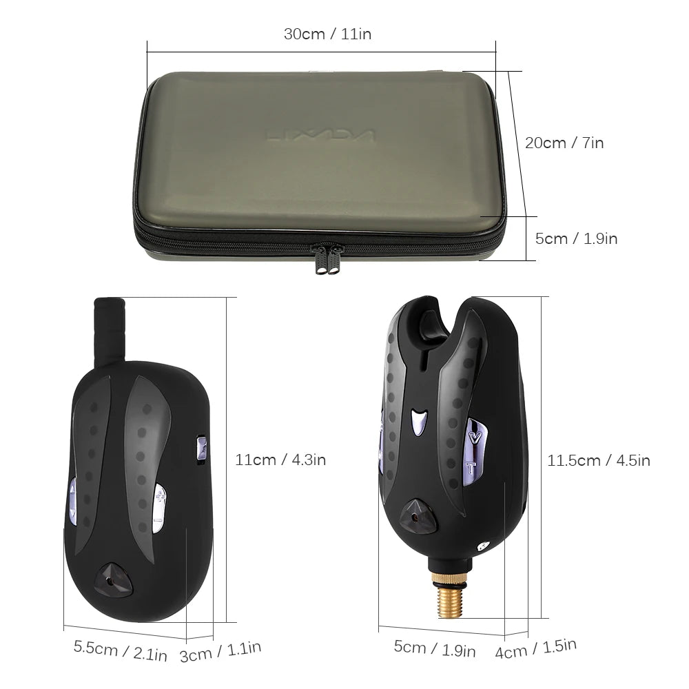 Wireless LED Fishing Alarm Set: Bite Alarms, Sound Alert Kit, LED Indicators, and Portable Bag!