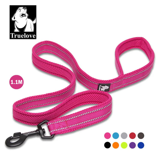 Truelove 110cm Pink Mesh Padded Dog Leash: Durable, Reflective, and Safe Nylon Training Lead for Pets