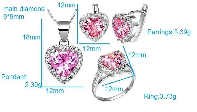 Elegant Romance: Uloveido Silver Heart Crystal Wedding Jewelry Set - In Stock USA