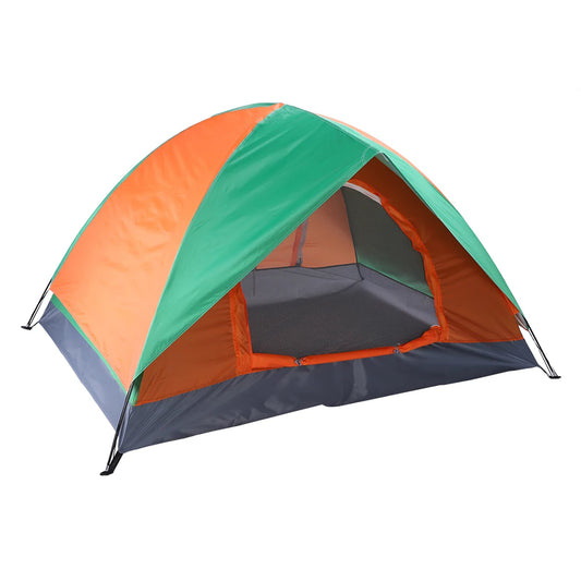 2-Person Dome Camping Tent | Instant Pop-Up Cabin with Double Doors – Ideal for Backpacking, Hiking, & Outdoor Adventures (Orange & Green)