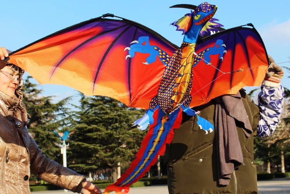 High-Quality Classical Dragon Kite - 140cm x 120cm, Single Line with Tail, Handle & String - Perfect for Flying Fun by Hengda