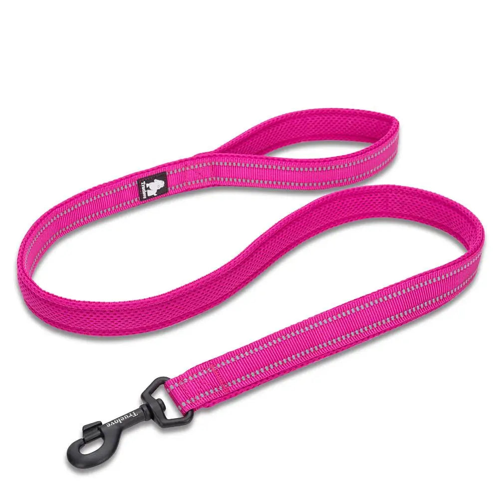 Truelove 110cm Pink Mesh Padded Dog Leash: Durable, Reflective, and Safe Nylon Training Lead for Pets