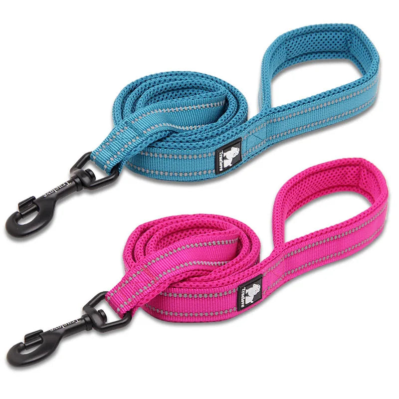 Truelove 110cm Pink Mesh Padded Dog Leash: Durable, Reflective, and Safe Nylon Training Lead for Pets