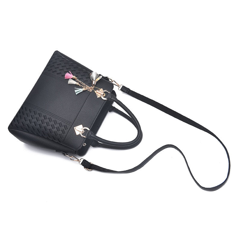 Elevate Your Style with Top-Handle Crossbody Shoulder Handbags: Simple Design with Fashionable Embroidery and Tassel Accents