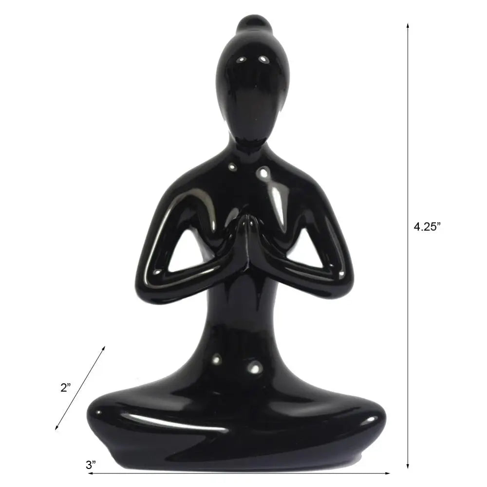 Set of 4 Porcelain Yoga Pose Figurines: 4.25" Ceramic Statues for Home Decor & Meditation Rooms