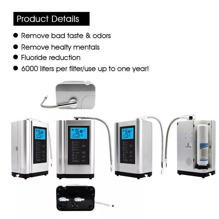 Alkaline Machine Water Ionizer Hydrogen Generator System for Home. Produces pH 3.5 -10.5 Alkaline Purified Non-Acidic Water.