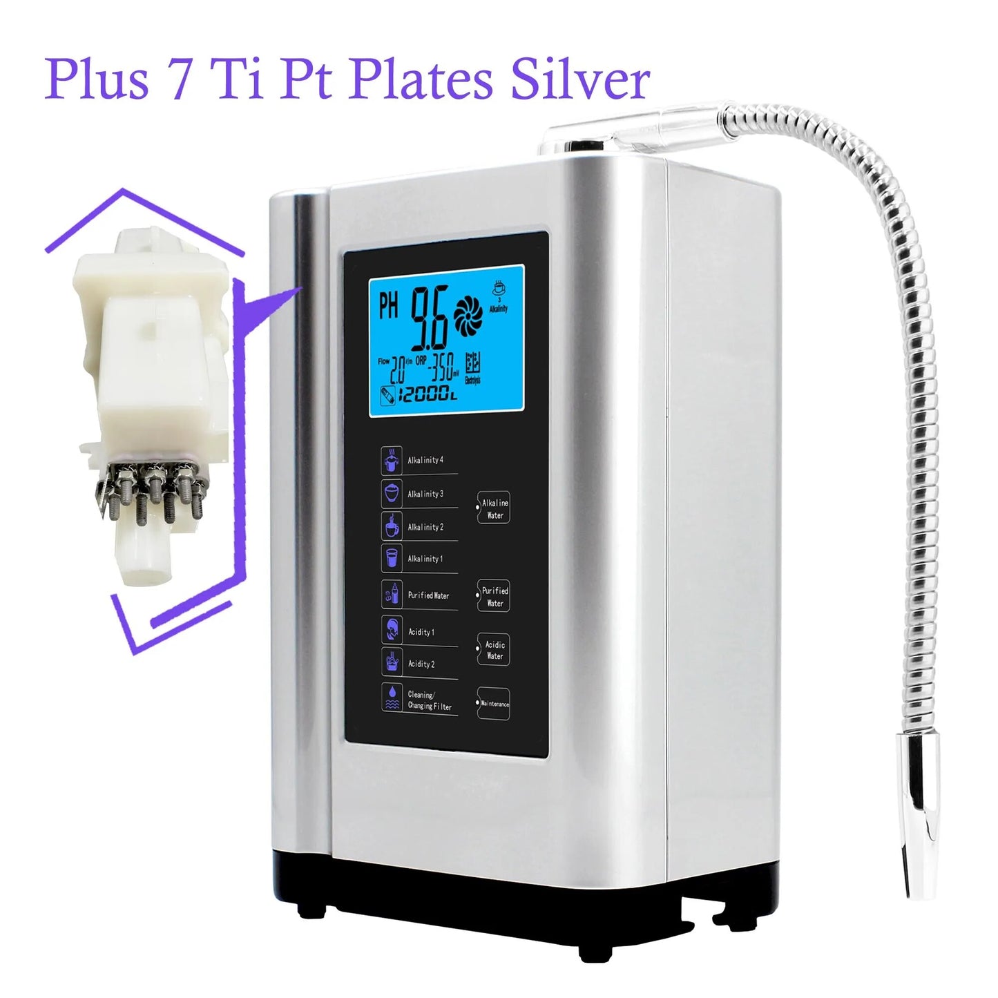 Alkaline Machine Water Ionizer Hydrogen Generator System for Home. Produces pH 3.5 -10.5 Alkaline Purified Non-Acidic Water.