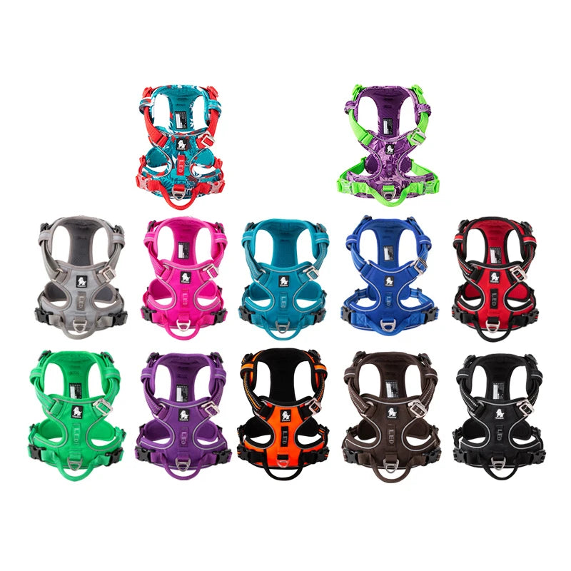 Truelove Reflective No-Pull Adjustable Nylon Dog Harness: Safety Vest for Medium to Large Dogs, Ideal for Walking, Running, and Vehicle Use