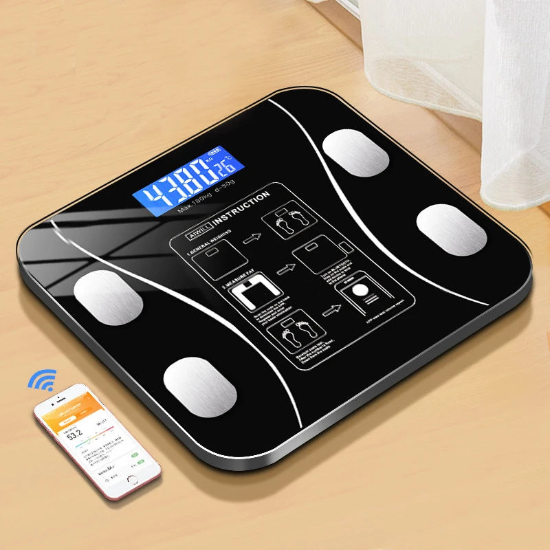 Smart Wireless Body Fat Scale: Digital Bathroom Weight Scale with Body Composition Analyzer, Bluetooth-Compatible Smartphone App