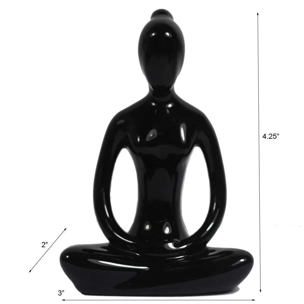 Set of 4 Porcelain Yoga Pose Figurines: 4.25" Ceramic Statues for Home Decor & Meditation Rooms