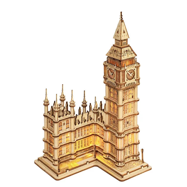 3D Wooden Puzzle Kit – DIY Tower Bridge, Big Ben, or Eiffel Tower Model Set for Home Decor or Birthday Gifts