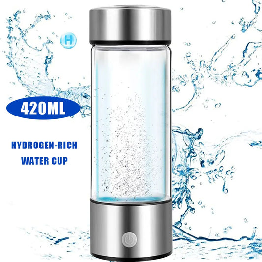 Portable Hydrogen-Rich Water Cup: Ionizer & Super Antioxidant Maker with Filter - 420ml