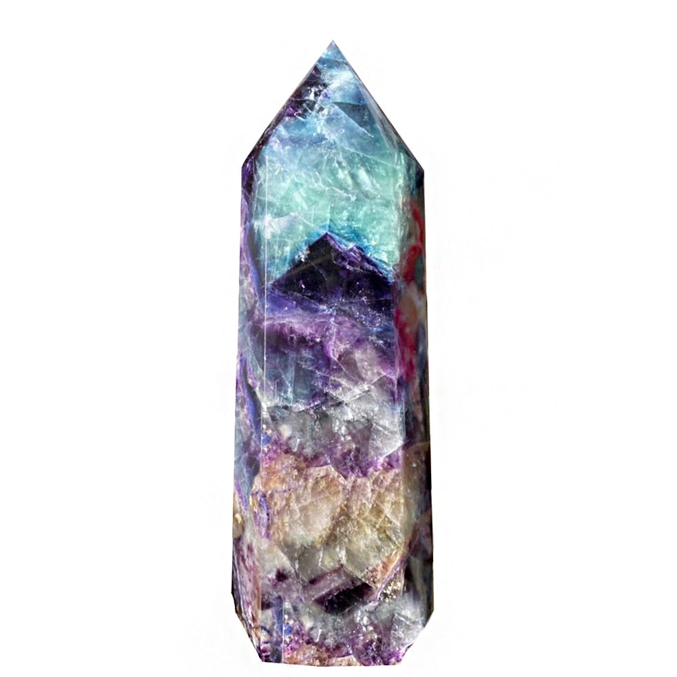 Large Natural Colored Fluorite Crystal Point Wand