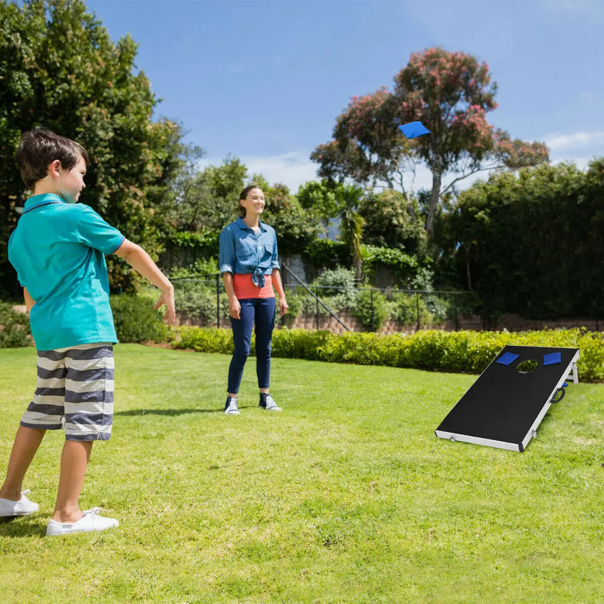 Portable Cornhole Game Set with Foldable Boards: Ideal for Tailgating, Complete with Carrying Bag