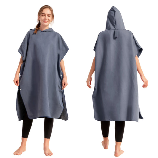 Microfiber Surf Poncho Towel - Hooded Changing Robe for Beach & Watersports