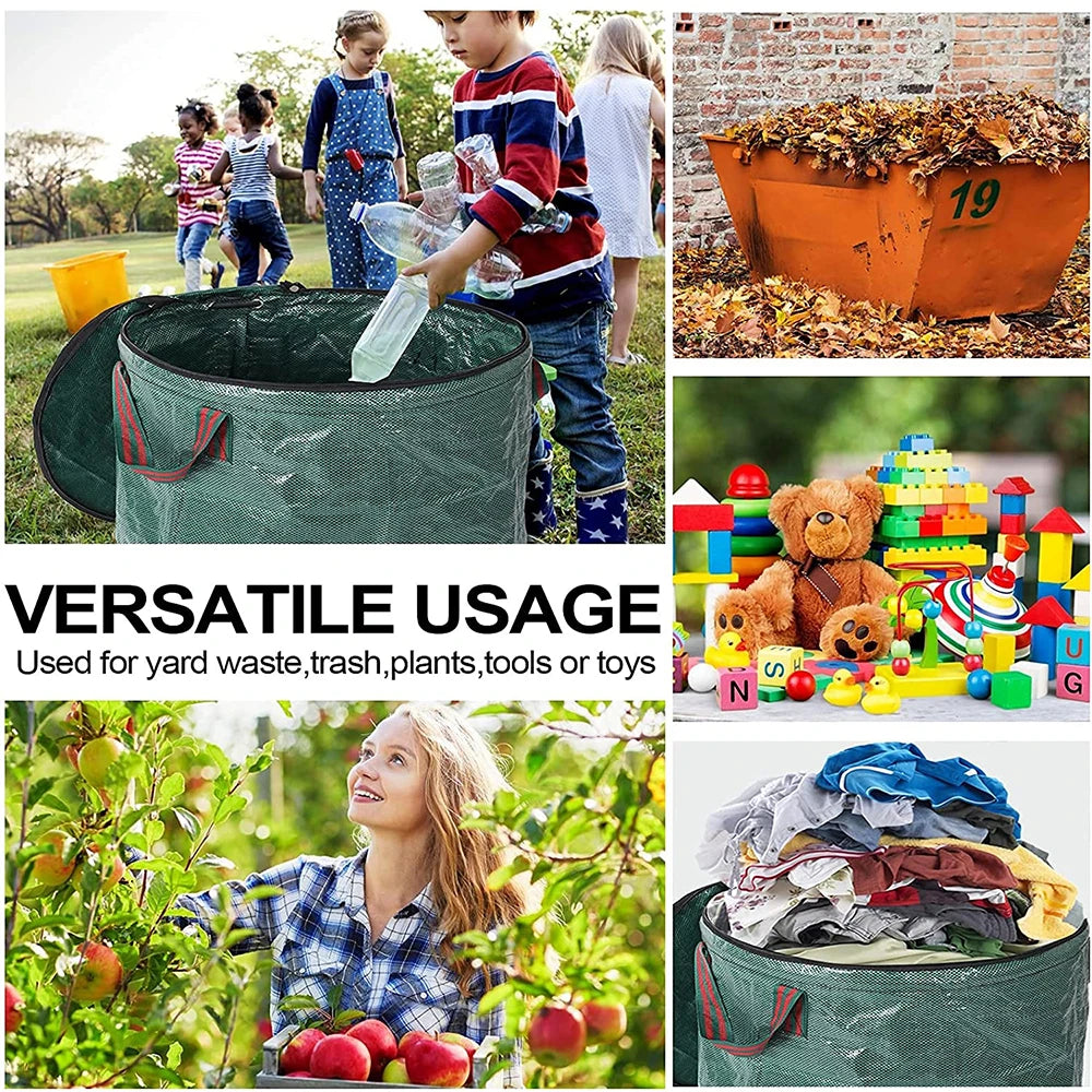 Heavy Duty Garden Waste Bag, Large Capacity PP Reusable Container, Waterproof Leaf & Debris Collection Bag for Outdoor Gardening