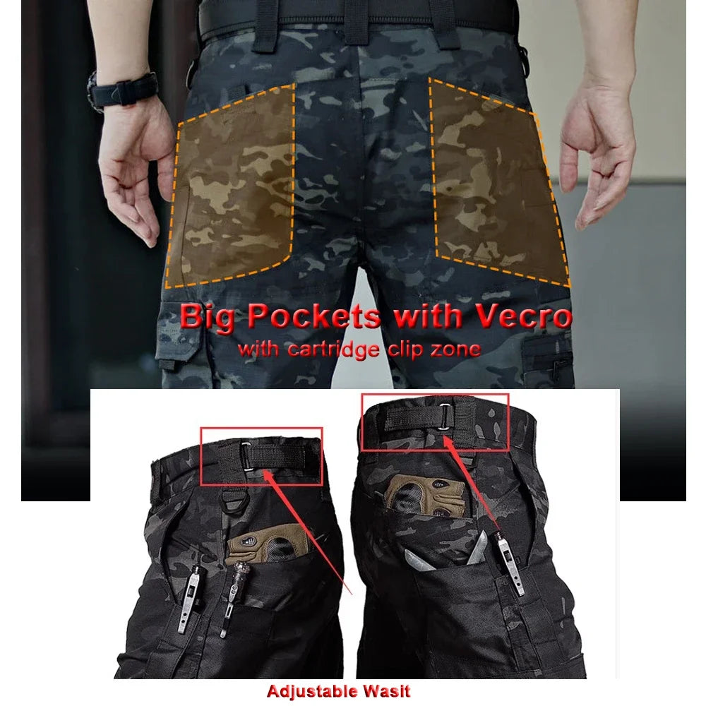 Premium Tactical Cargo Pants: Waterproof Ripstop Military-Style Men's Combat Training Trousers with Multi-Pocket Design