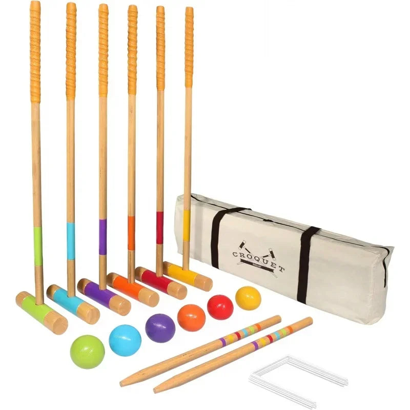 Complete 6-Player Croquet Set: 23 Pieces with Easy-to-Carry Case