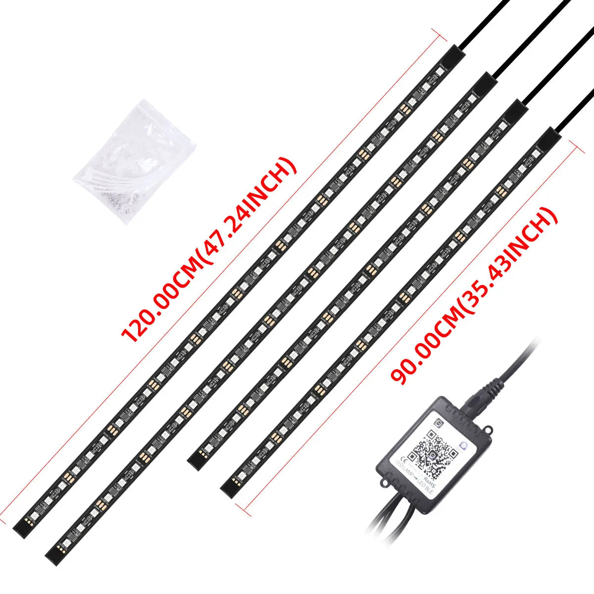RGB Car LED Underglow Light Bar – 12V APP-Controlled Ambient Lighting for Automotive Interior & Exterior