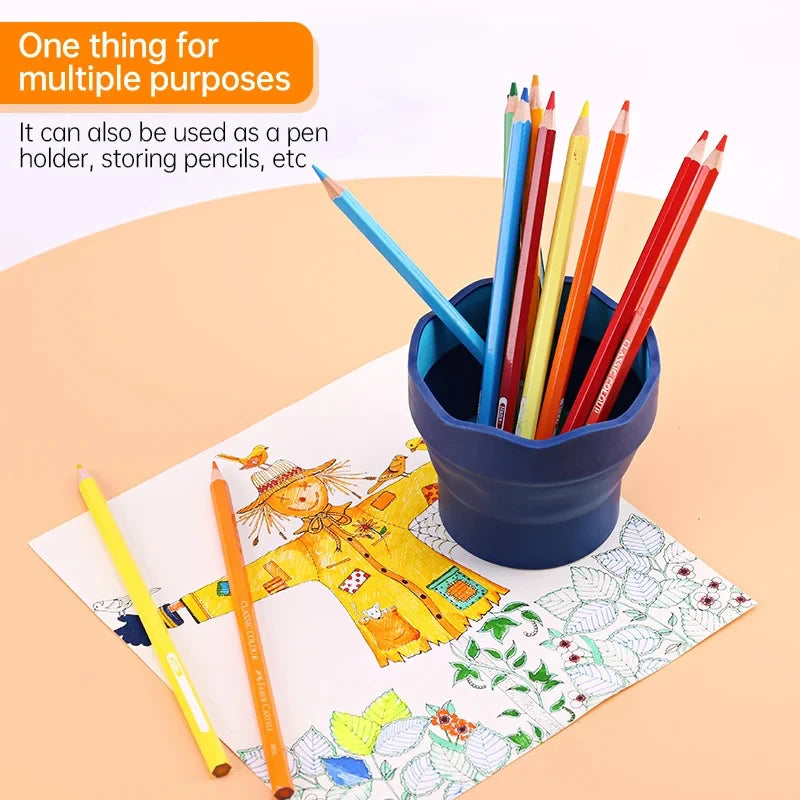 Portable Telescopic Watercolor Brush Washer – Foldable Art Bucket for Easy Cleaning