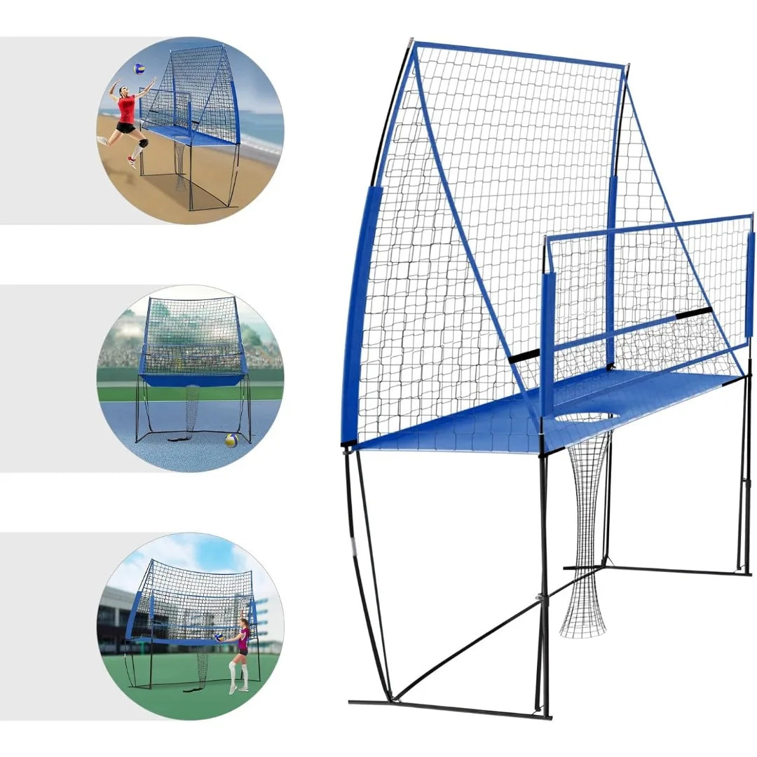 3-in-1 Portable Volleyball Training Net – Adjustable Height Rebounder with Carry Bag (2.44 x 3.35m) for Practice & Drills