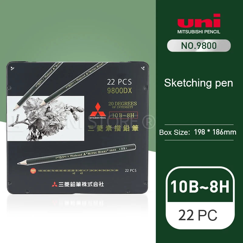 Uni Sketch Graphite Pencil Set – Smooth Drawing Tools from Japan, Artist Accessories for Shading & Sketching