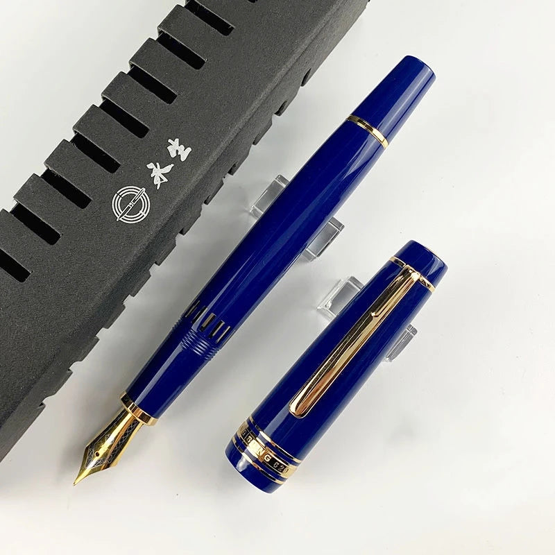 Piston-Filling Fountain Pen – Blue & Black Resin Body with EF/F Nib