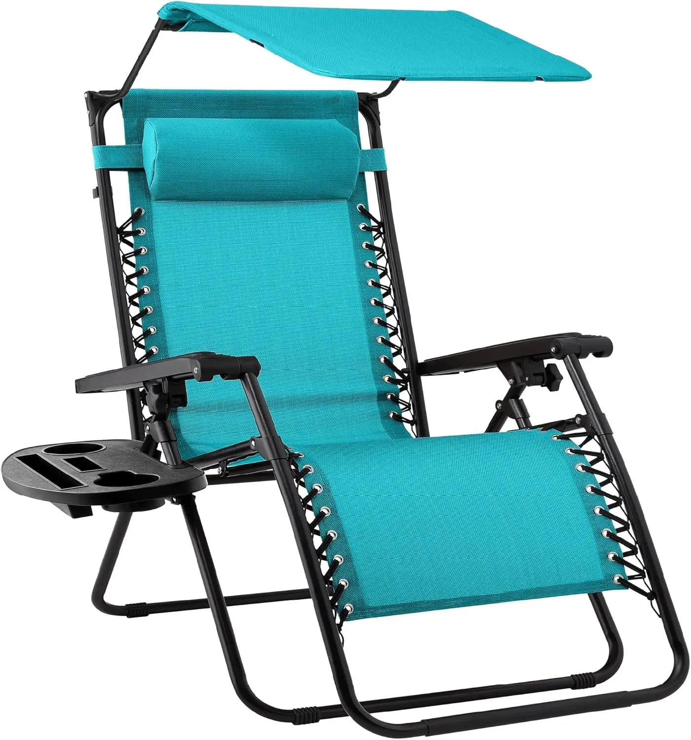 Folding Zero Gravity Recliner Chair – Outdoor Patio Lounge with Adjustable Canopy, Headrest & Side Tray