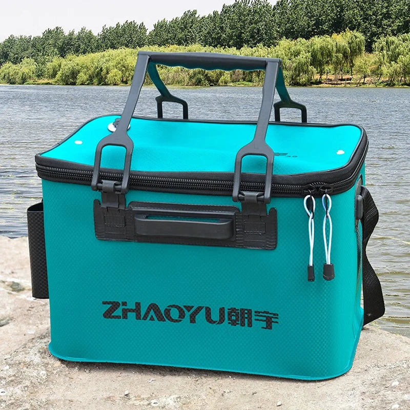 Portable Folding Live Fish Bucket: EVA Thickened Fish Tank and Fishing Tackle Box