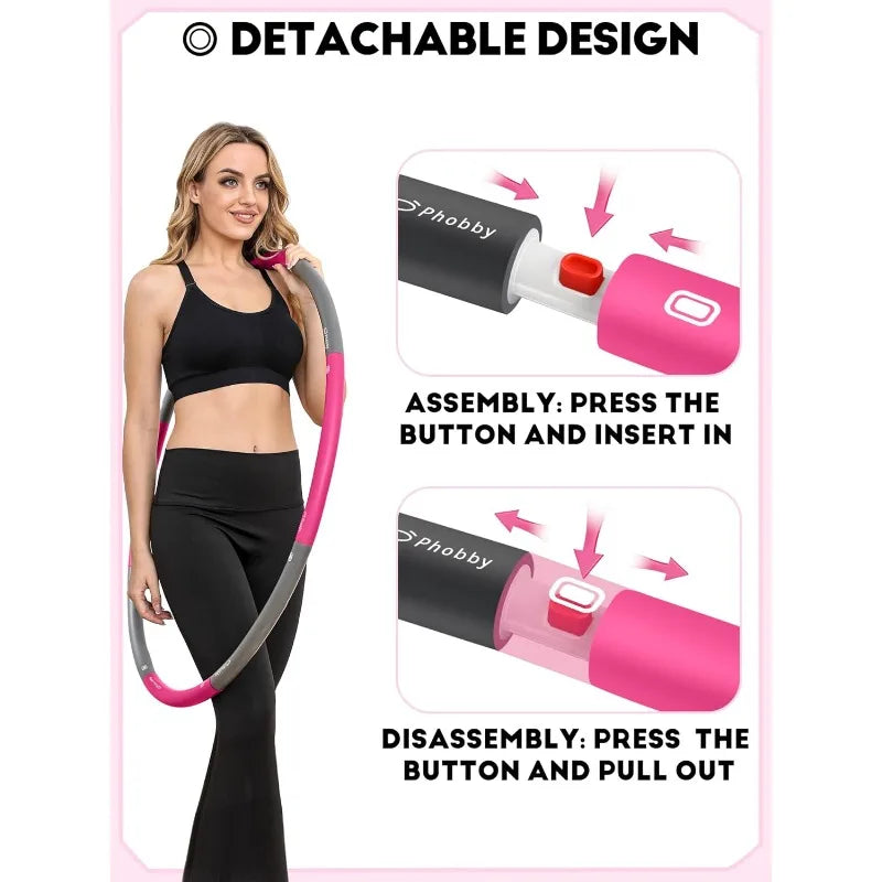 🔥 Weighted Exercise Hoop for Adults – 2.2lb Detachable Fitness Hoop Set with Jump Rope, Tape Measure & Carry Bag | Adjustable for Home or Travel Workouts