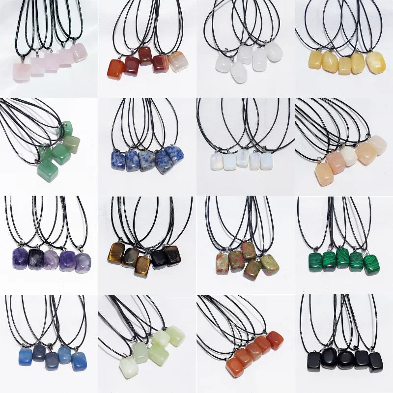 10pcs Natural Irregular Raw Ore Fluorite Crystal Pendant Necklace Energy Stone Healing Amethysts Meditation Yoga Gift Wholesale