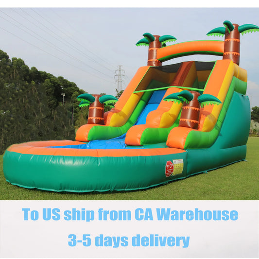 Inflatable Double Water Slide and Bubble Ball Pit: Summer Outdoor Fun Equipment for Kids and Adults