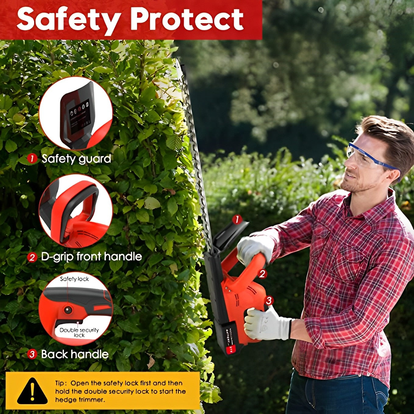 Effortless Hedge Trimming: 21V 500W Cordless 22-inch Electric Hedge Trimmer with Dual Action Blade for Pristine Bushes, Lawns, and Gardens